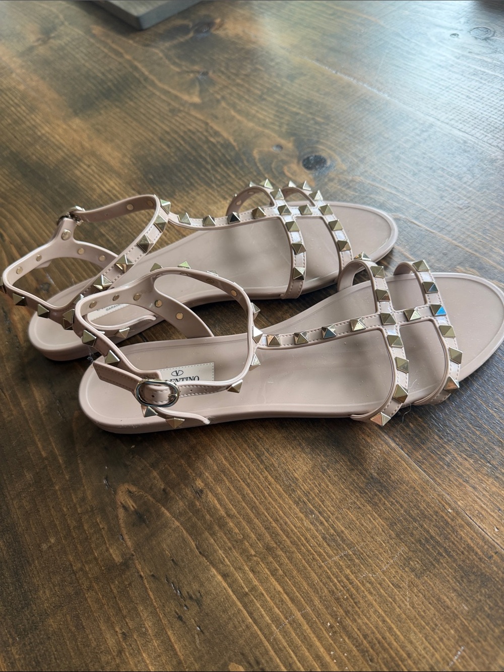 Valentino Jelly Nude Rockstud T-Strap Sandals 40 - Picture 4 of 5